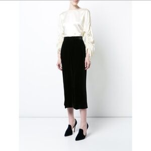TIBI velvet Stella Black Wide Leg cropped Pants Size 4